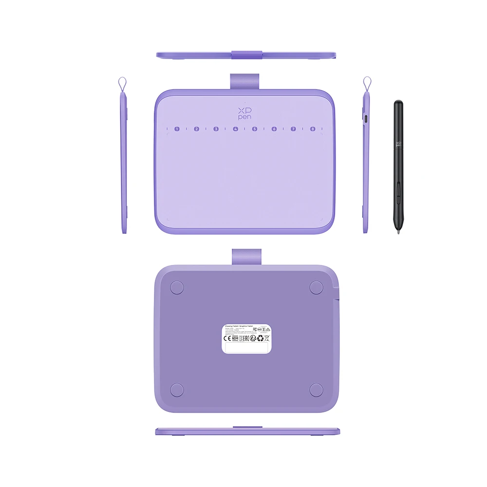 xppen-purple-deco-640：6インチ×4インチのグラフィックタブレット、16段階の筆圧感知、60-°-osuゲームpc-android版用tilt-8ショートカットキー