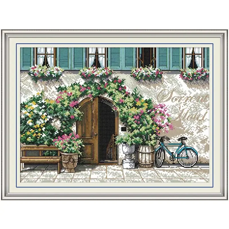 Gate Courtyard Patterns Counted Cross Stitch Set DIY 11CT 14CT 16CT Stamped Cross-stitch Kit Embroidery Needlework Home Decor