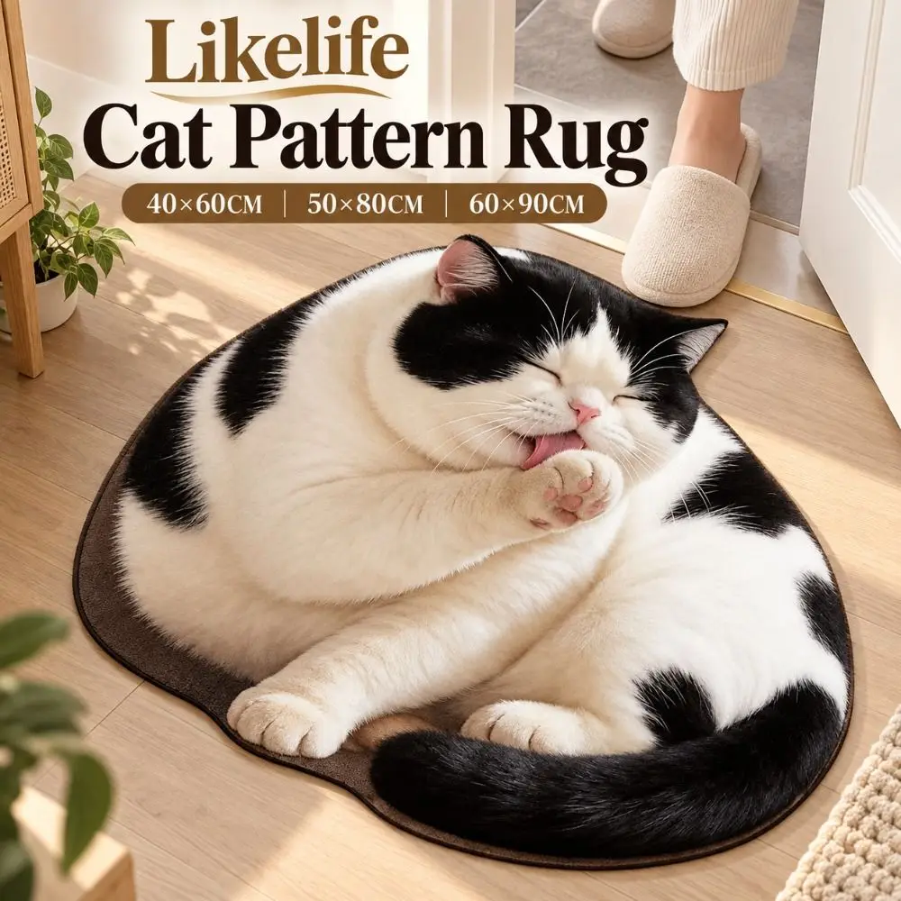 Absorbent 3D Cat Print Doormat Lifelike Quick Dry Bedroom Floor Mat Durable Diatomite Animal Bathroom Rug Entryway Decor