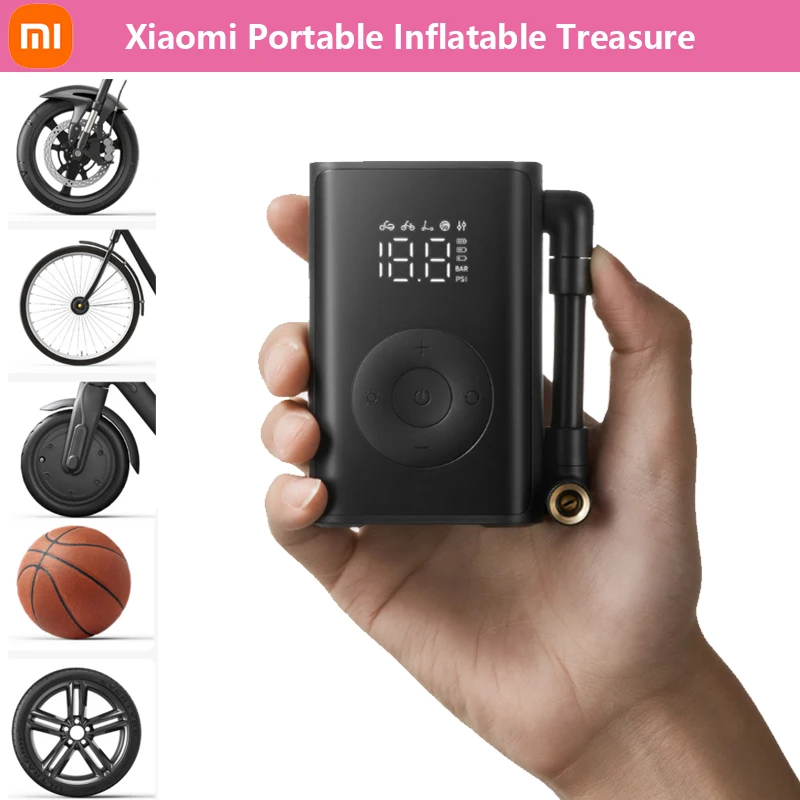 Bomba de Aire Portátil Xiaomi Mijia 2000mAh 150psi, Compresor de Aire Eléctrico con Detección de Presión de Neumáticos, Inflador Multiherramienta para Auto y Bicicleta