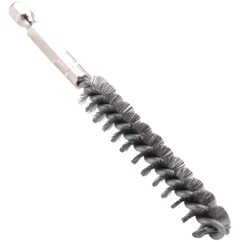 Stainless Steel Hole Brush Bristle Wire Brush Wire Brush Hex For Drill Cleaning (5 Pieces)