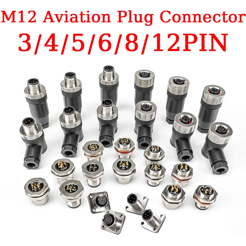 

5/20 PCS M12 Aviation Plug Connector IP67 Waterproof Panel Back/Front Mount Flange Socket Sensor Male Female 12mm Conectores