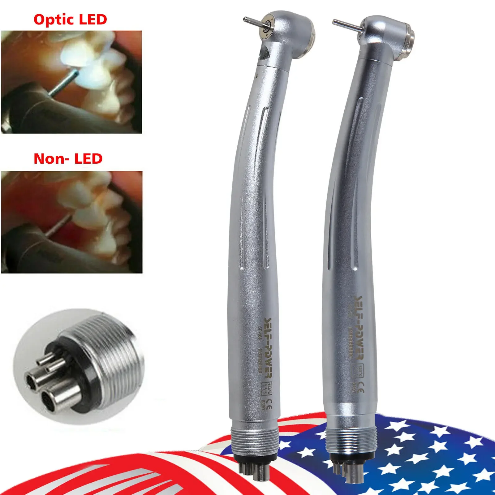 Dental No-LED /Fiber Optic LED E-generator Fast High Speed Handpiece 4Hole Air Turbine Fit Kavo