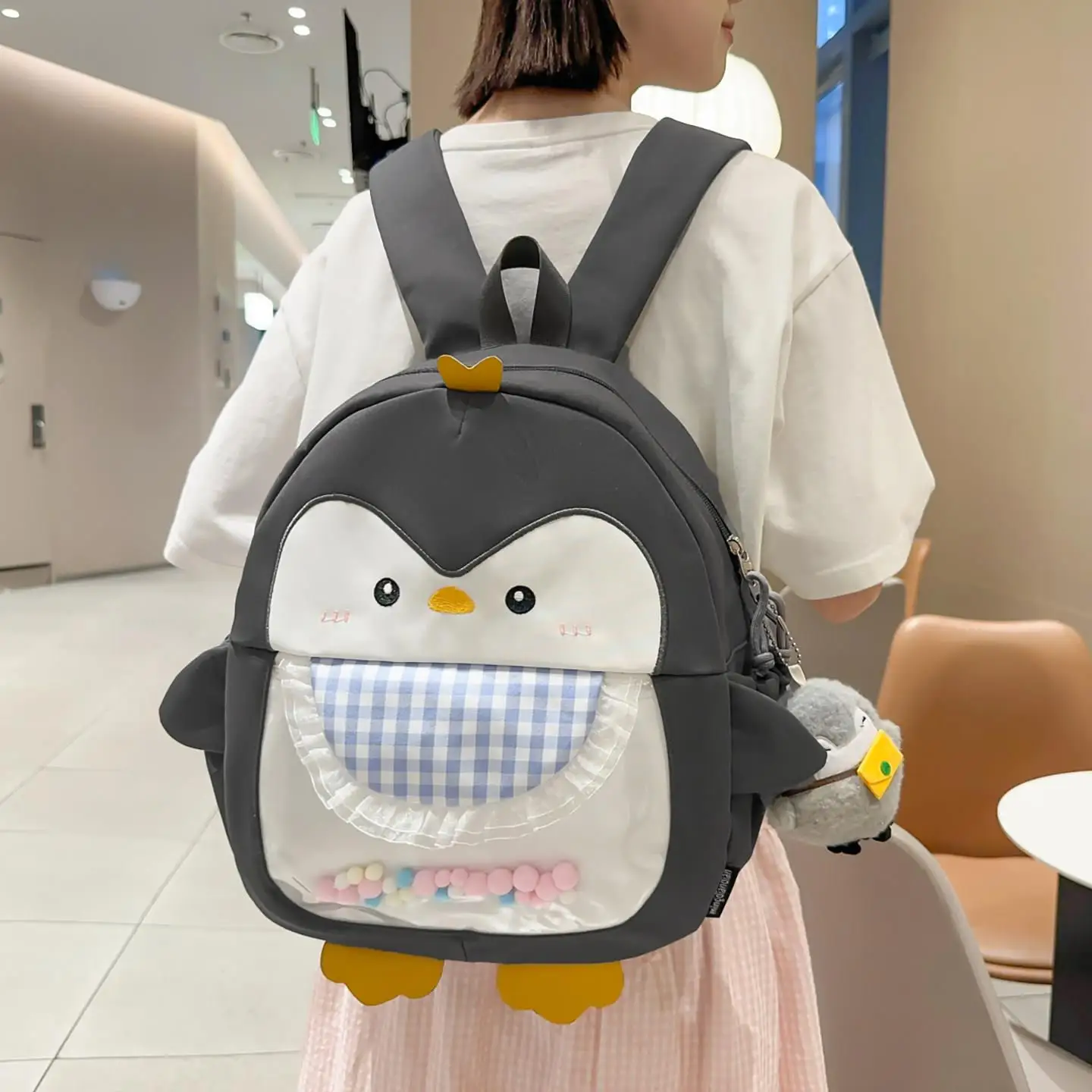 

Cute Penguin Bapa Lightweight Travel Bag for Elementary School Girls Spring Outing Special Double oulder Bag Children's...