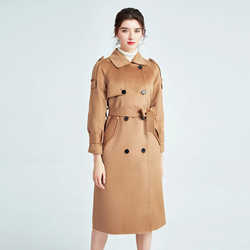 

Double-Sided Water Ripple Cashmere Coat for Women, Wool and Blends, Autumn and Winter Jackets, 2023