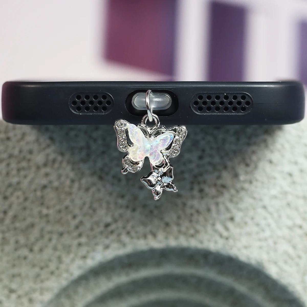 Mobile Phone Dust Plug Mother And Child Butterfly Beautiful Phone Dust Plug Accessories Pendant Decoration For IPhone Type-C