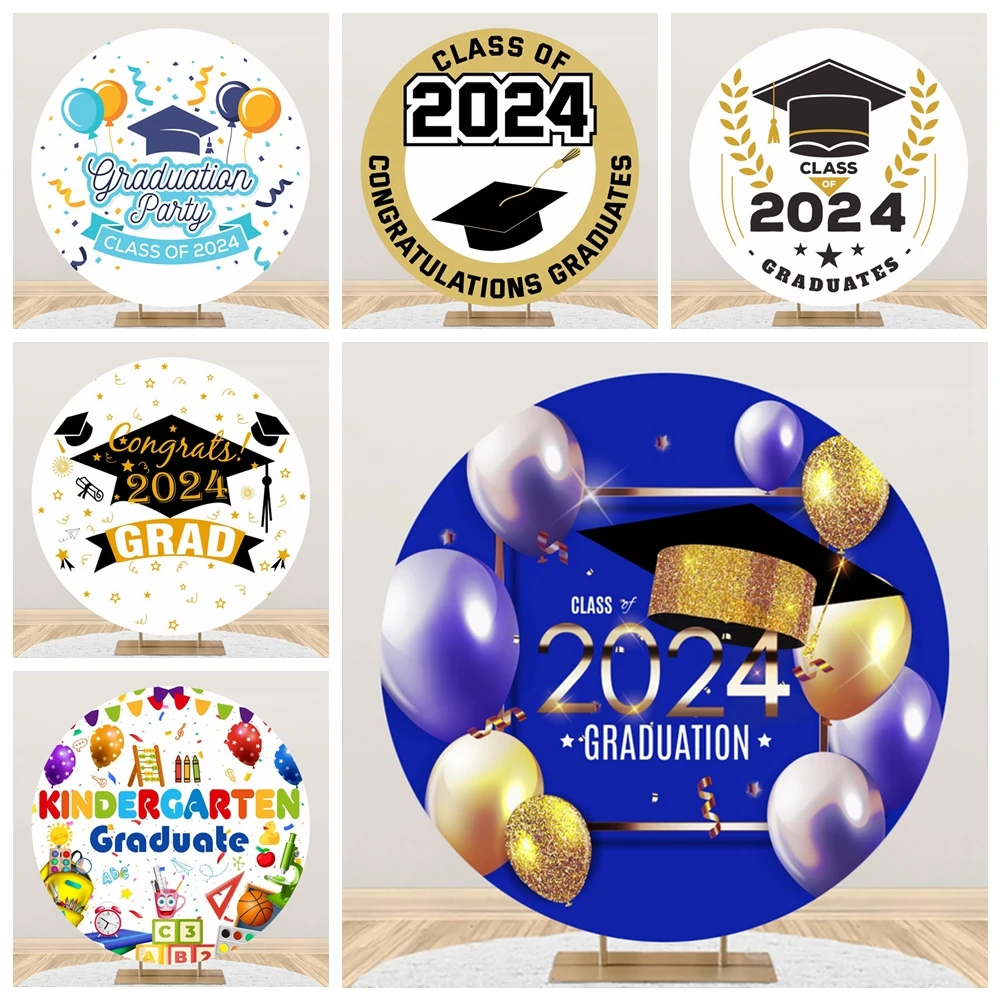 

2024 Graduation Backdrop for Photography Graduation Party Decor Congratulations Grad Photographic Circle Background Photo Studio