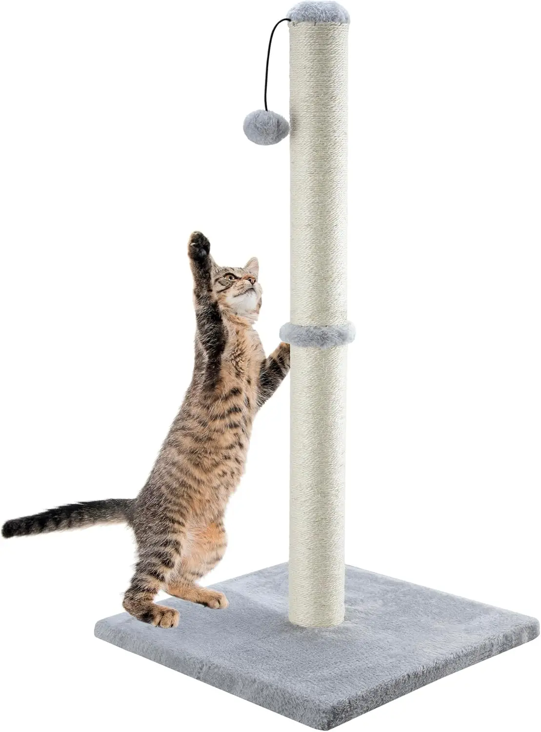 

34" Tall Cat Scratching Post for Large Cats and Kittens, High Vertical Scratcher with Premium Natural Sisal Rope and Int