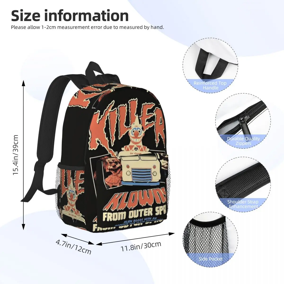 Killer Klowns From Outer Space Backpack Student BookBag Children School Bag Laptop Shoulder Bags for Men Women
