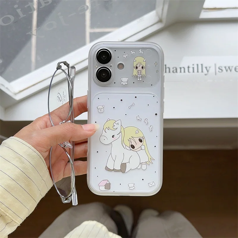 

Fashion iPhone case Anime Girl and Unicorn Print Phone Case For IPhone 16 15 Pro Max Shockproof Protective Cover Cute Style