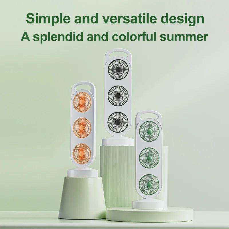 Настольный вентилятор с тремя воздуховыпускными отверстиями, зарядка через USB, регулируемая мощность ветра, удобное охлаждающее оборудование для кемпинга на открытом воздухе