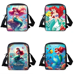 Boy Girls Cute cartoon Princess Ariel Printed Shoulder Messenger Bag bambino Casual Handbag uomo donna Phone Bag Shopping Bag