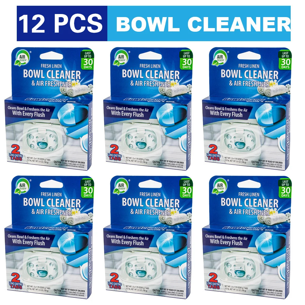 Air Fusion Automatic Toilet Bowl Cleaner Tablets 12 Pc 6 Pack  Linen Scent Slow-Releasing Toilet Tank Cleaners for Deodorizing