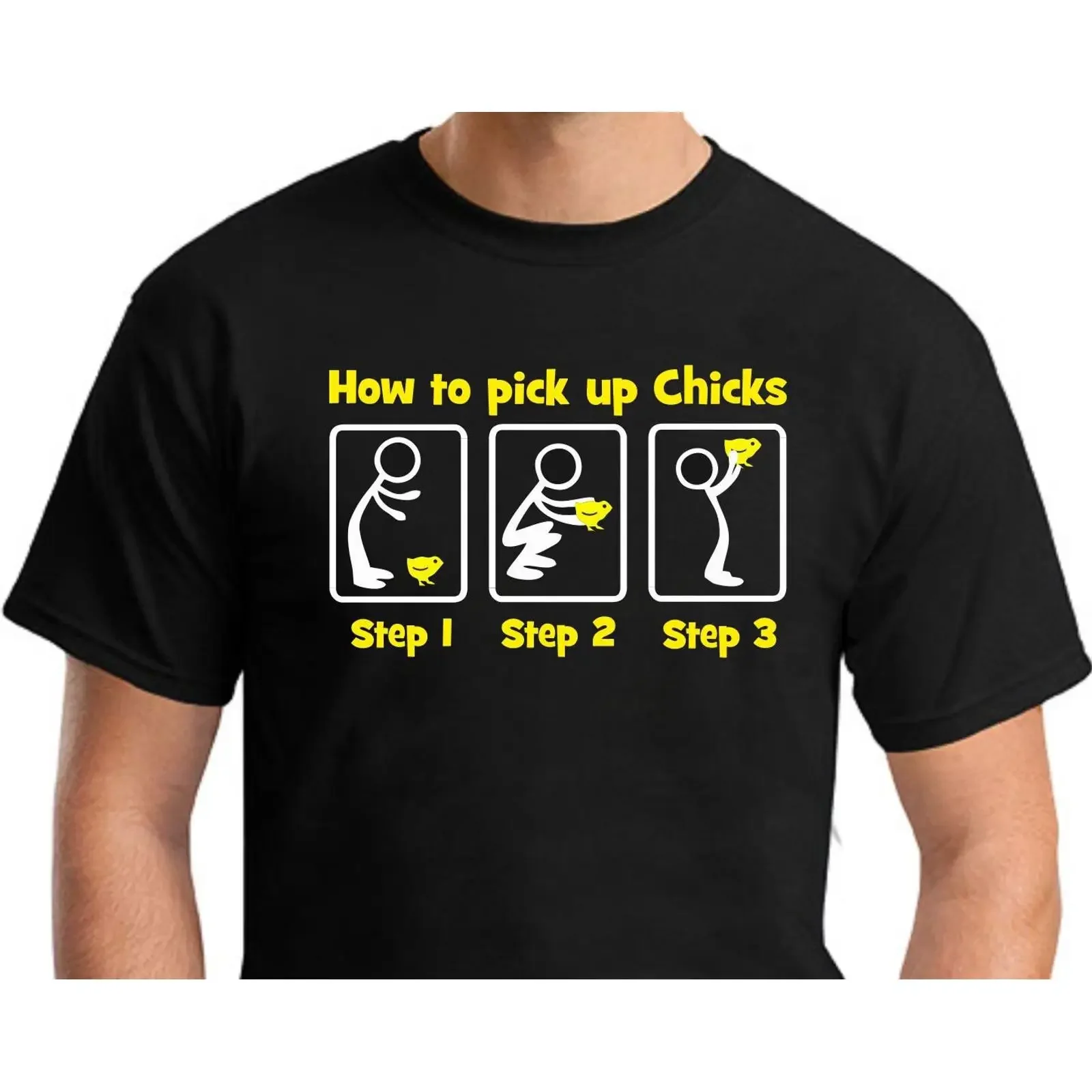 How To Pick Up Chicks T Shirt Men's Small 2XLarge vintage Washed Soft graphic Versatile homme Slightly Comfortable fashion