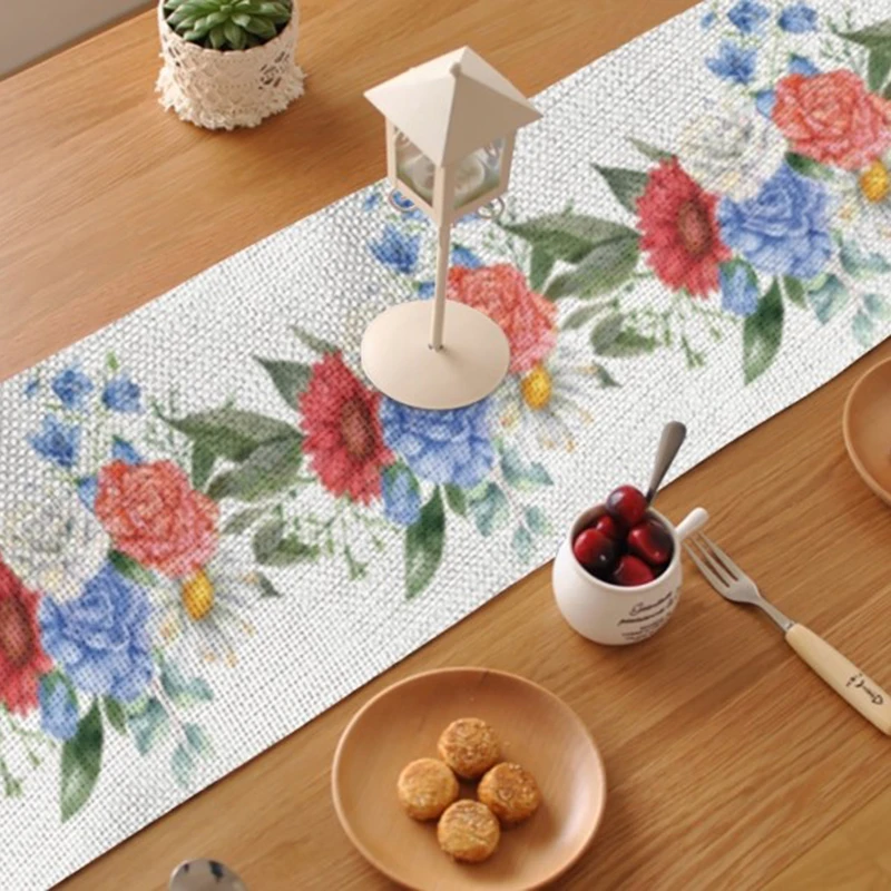 Independence day Table Runner flower Dining Table decoration and accessories for Home Memorial Day Party decoration 13x72 Inch