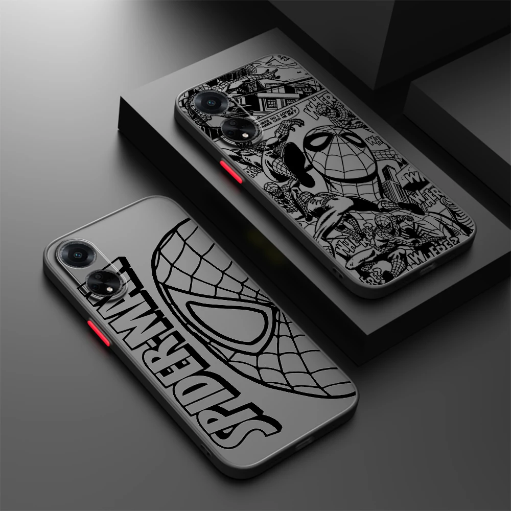 Spider-Man Art Popular Cartoon Frosted Translucent For OPPO X5 X3 A54S A5 A94 A16 A53S A57 A74 A72 A96 A98 A78 5G Back