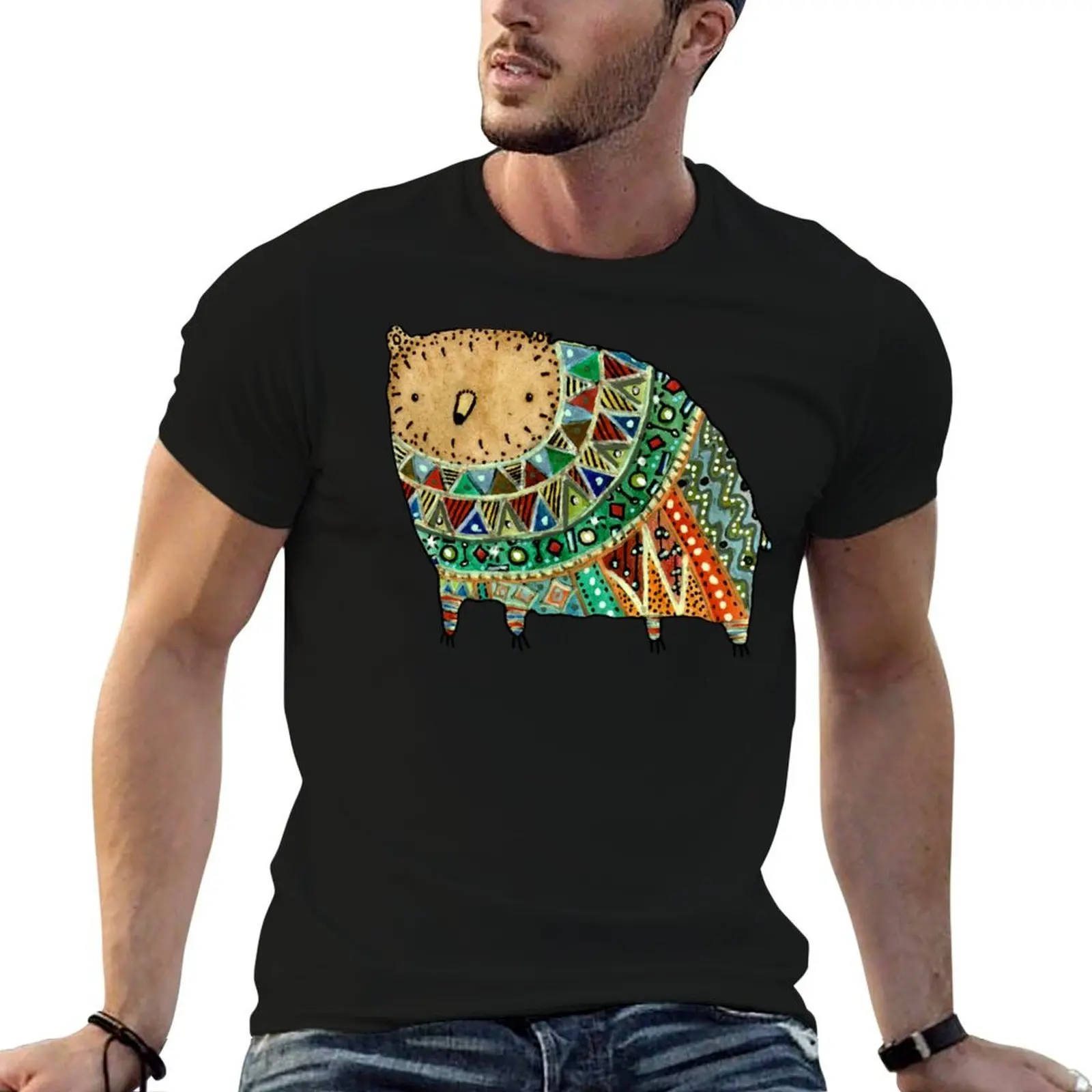 Aztec Bear T-Shirt anime t shirts for man man t shirt heavy cotton cotton tshirt 100% T-shirt