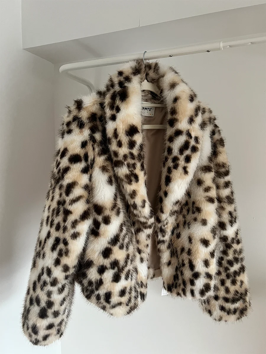 ليوبارد طباعة المحاصيل أشعث معطف رقيق التلبيب طوق سترة قسط الشتاء موضة مريحة أبلى مبدع مذهلة نظيفة تناسب وتتسابق