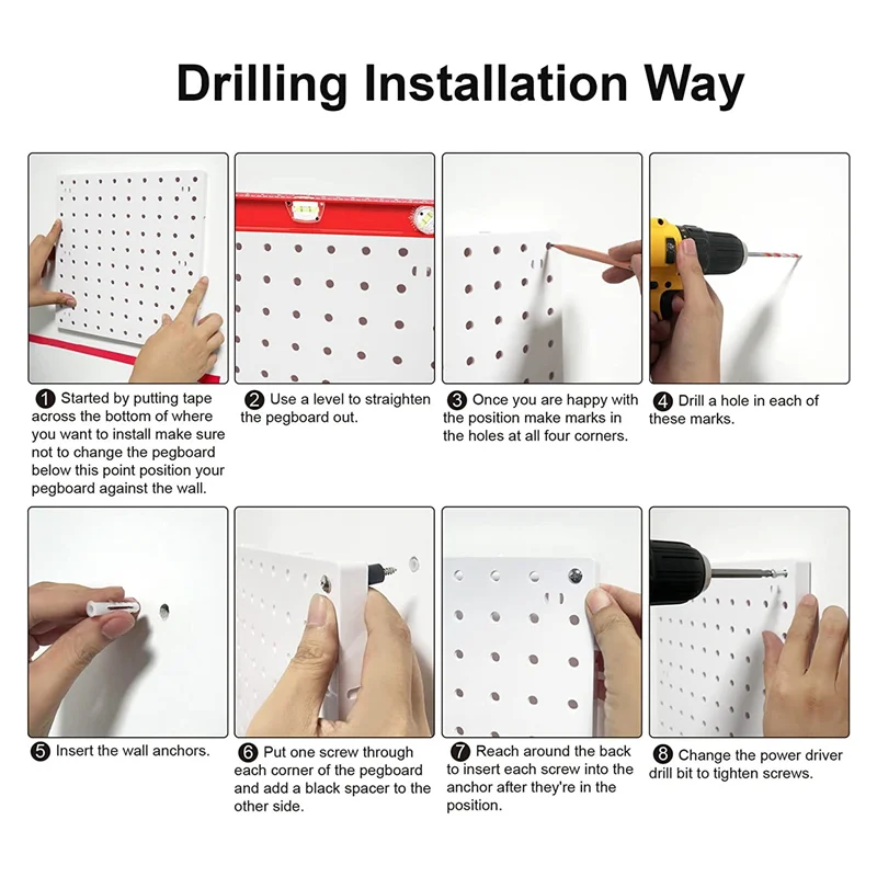 Pegboards Wall Organizer Panels, Pegboard for Wall, Craft Room, Kitchen, Garage, Living Room, Bathroom, 4Pcs