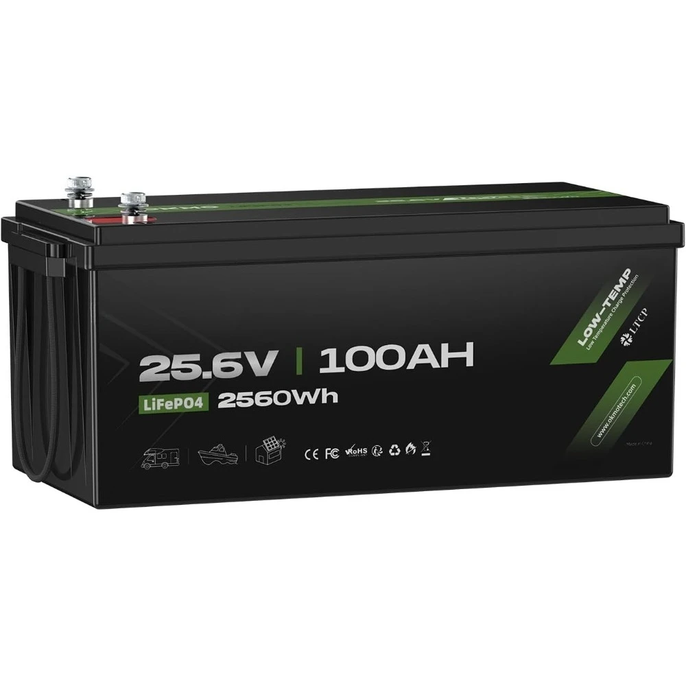 

24V 100Ah LiFePO4 Lithium Battery for Marine, Trolling Motor, RV, with Low Temperature Protection, 10 Years 15000+ Deep CyclesCu