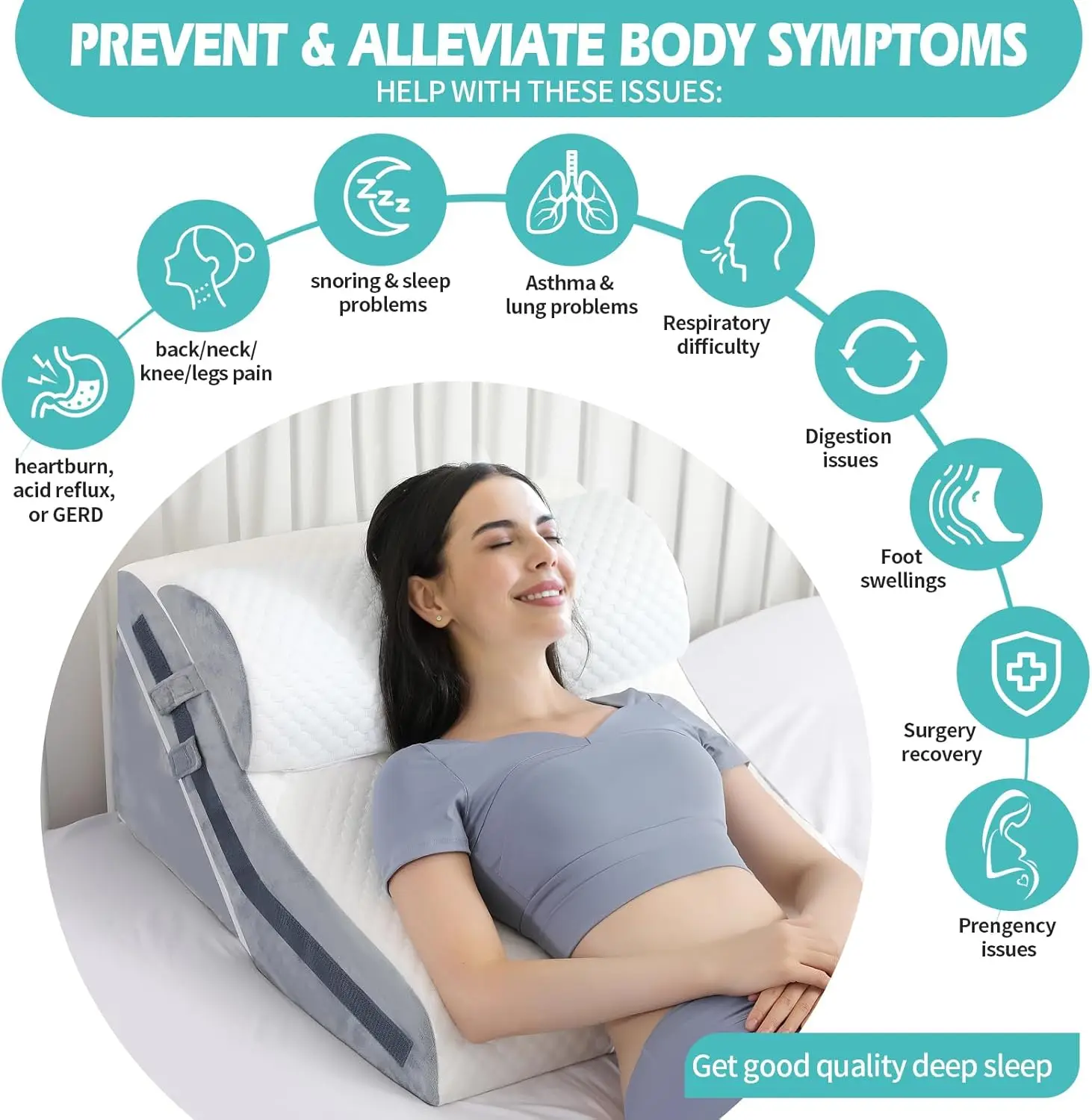 Wedge Pillow For Sleeping, Orthopedic Bed Wedge Pillow Set, 15-In-1 Adjustable Memory Foam Wedge Pillow Post Surgery, 9 &16 &