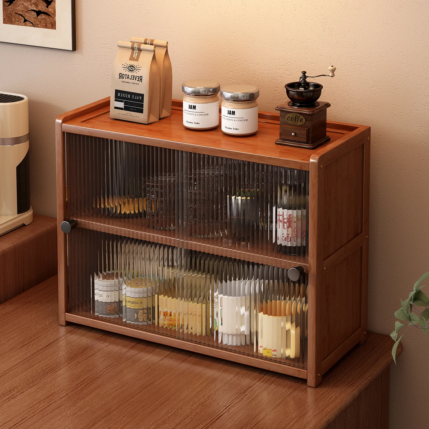 Desktop Storage Cabinet Dust-proof Rack Countertop Water Cup Tea Set Coffee Cup Storage Living Room Dining Side Storage