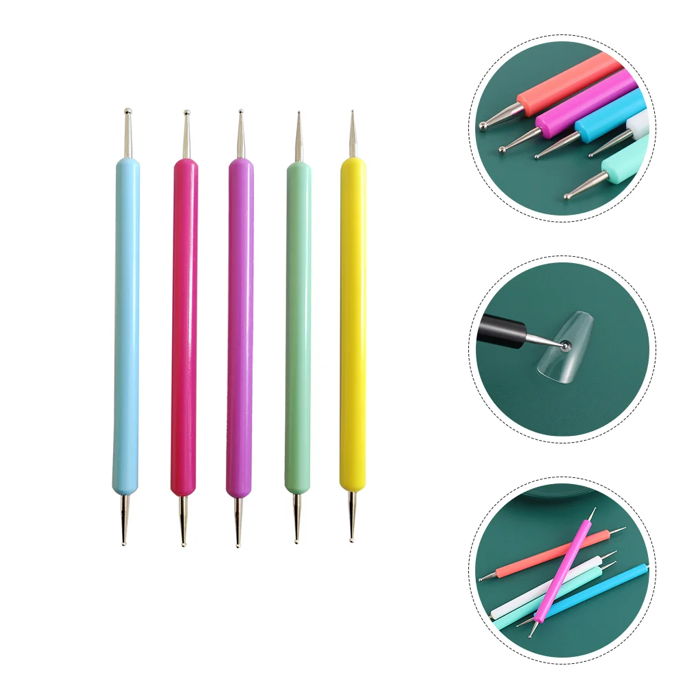 5 Pcs Manicure Tools Set Engraved Pen Dotting for Painting Polymer Clay Macaron Women Plastic Embossing