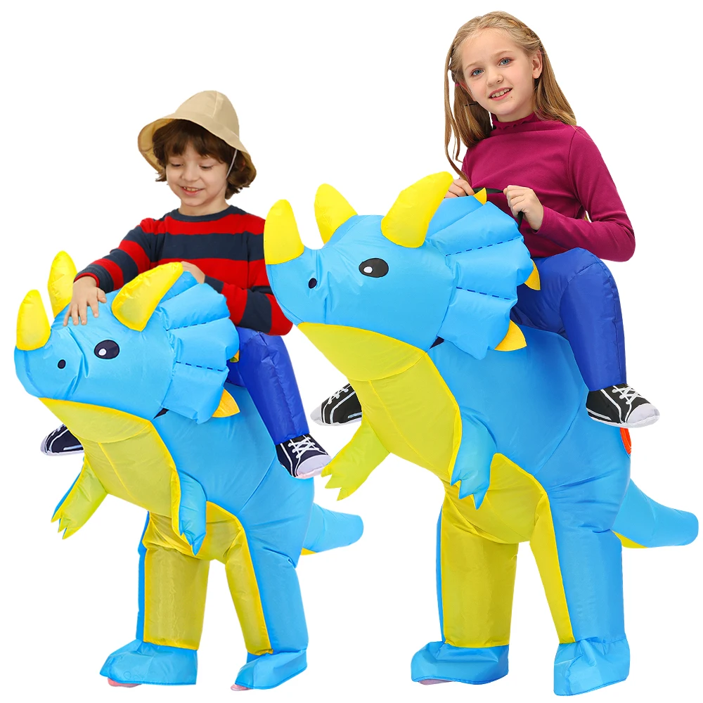 Kinder Kind Triceratops aufblasbare Dinosaurier Kostüm Jungen Mädchen Anime Dino Party Cosplay Kostüme Anzug Karneval Halloween Geschenk