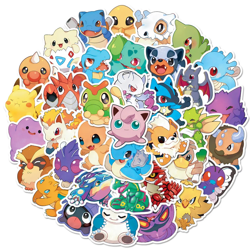 

10/30/50pcs Kawaii Pokemon Anime Stickers Cute Cartoon Kids Sticker Toy Phone Water Bottle Diary Q Version Graffiti Decals Decor