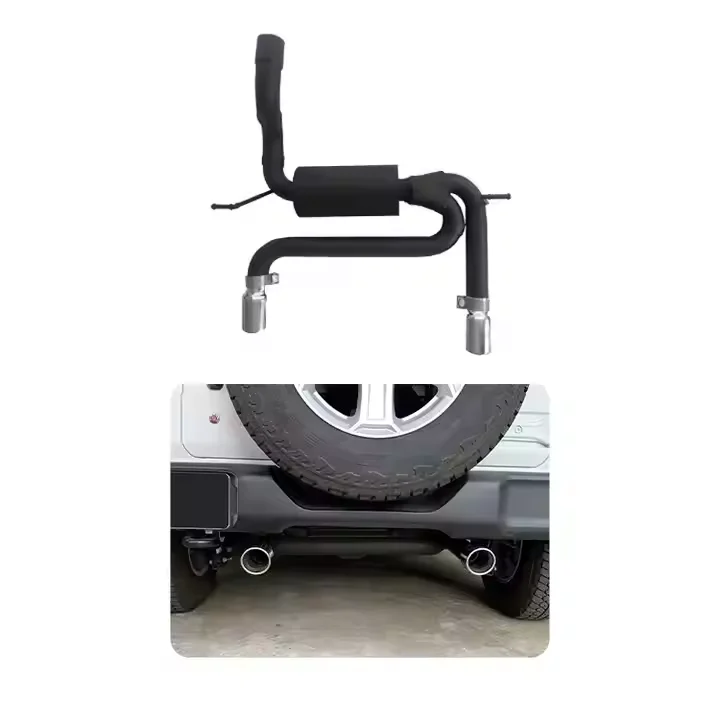 For Jeep Wrangler JL 2018+ Stainless Steel Black Exhaust Metal Double Outlet Tailpipe Auto Parts Exterior Accessories Exhaust