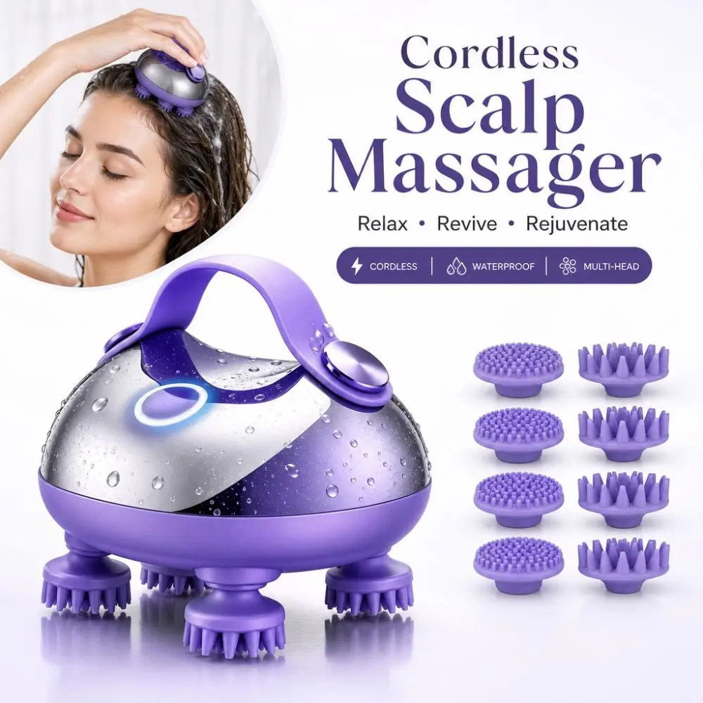 High Quality Mini Cordless Scalp Massager Waterproof Relieve Stress Head Massager 4 Claws Multipurpose Cat Head Scratcher
