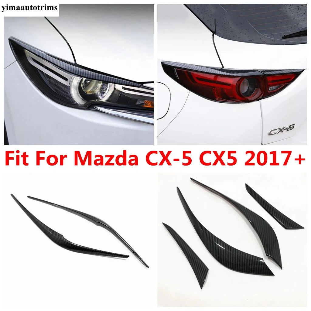 

Front Head Light Eyebrow Strip / Rear Lamp Eyelid Decoration Cover Trim Carbon Fiber Accessories For Mazda CX-5 CX5 2017 - 2023