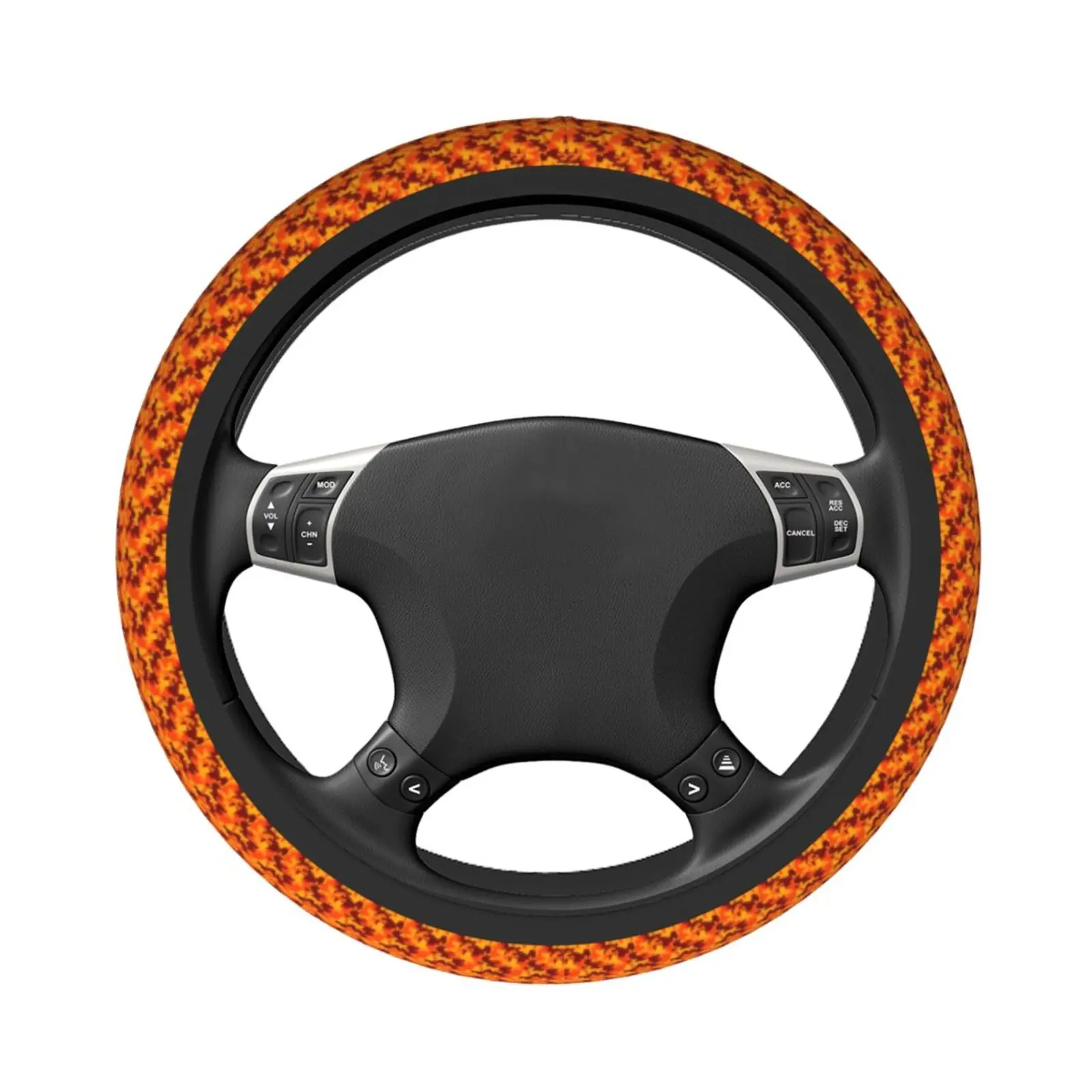 Fashion Orange Camouflage Pattern Car Steering Wheel Cover Breathable Car Covers Suite Fashion Steering Cover for 14.5-15Inches - view 3