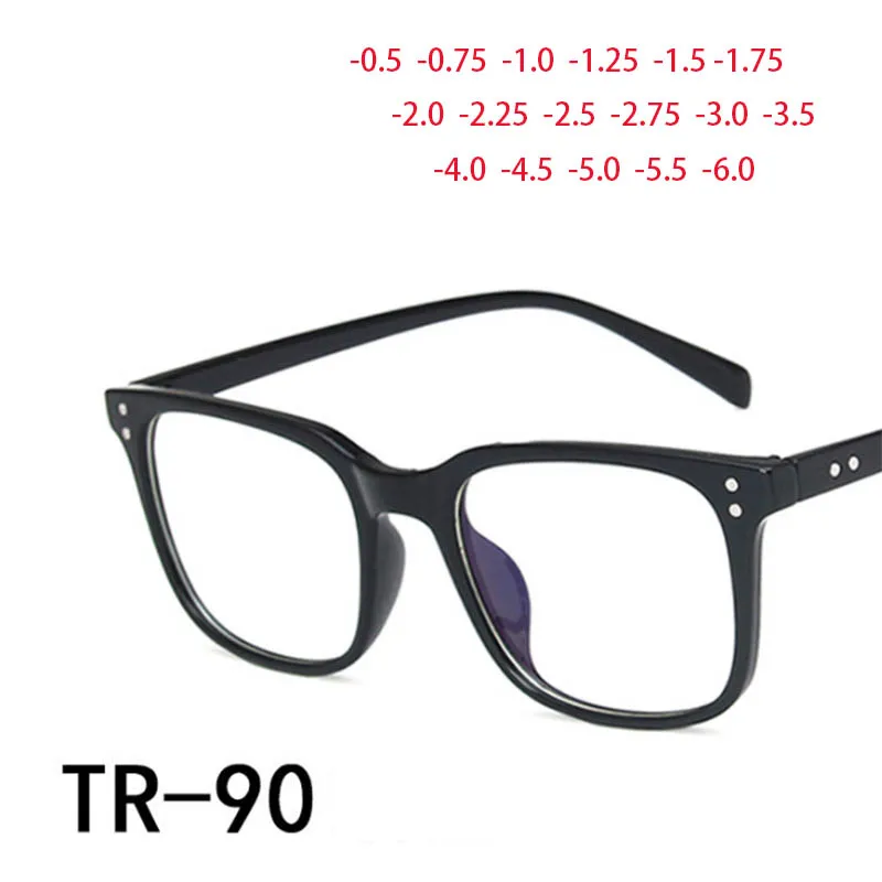 

Square TR90 Rivets Frame Clear Lens Glasses Metal Hinge Myopia Nerd Spectacles Degree -0.5 -1.0 -2.0 -3.0 -4.0 to -6.0