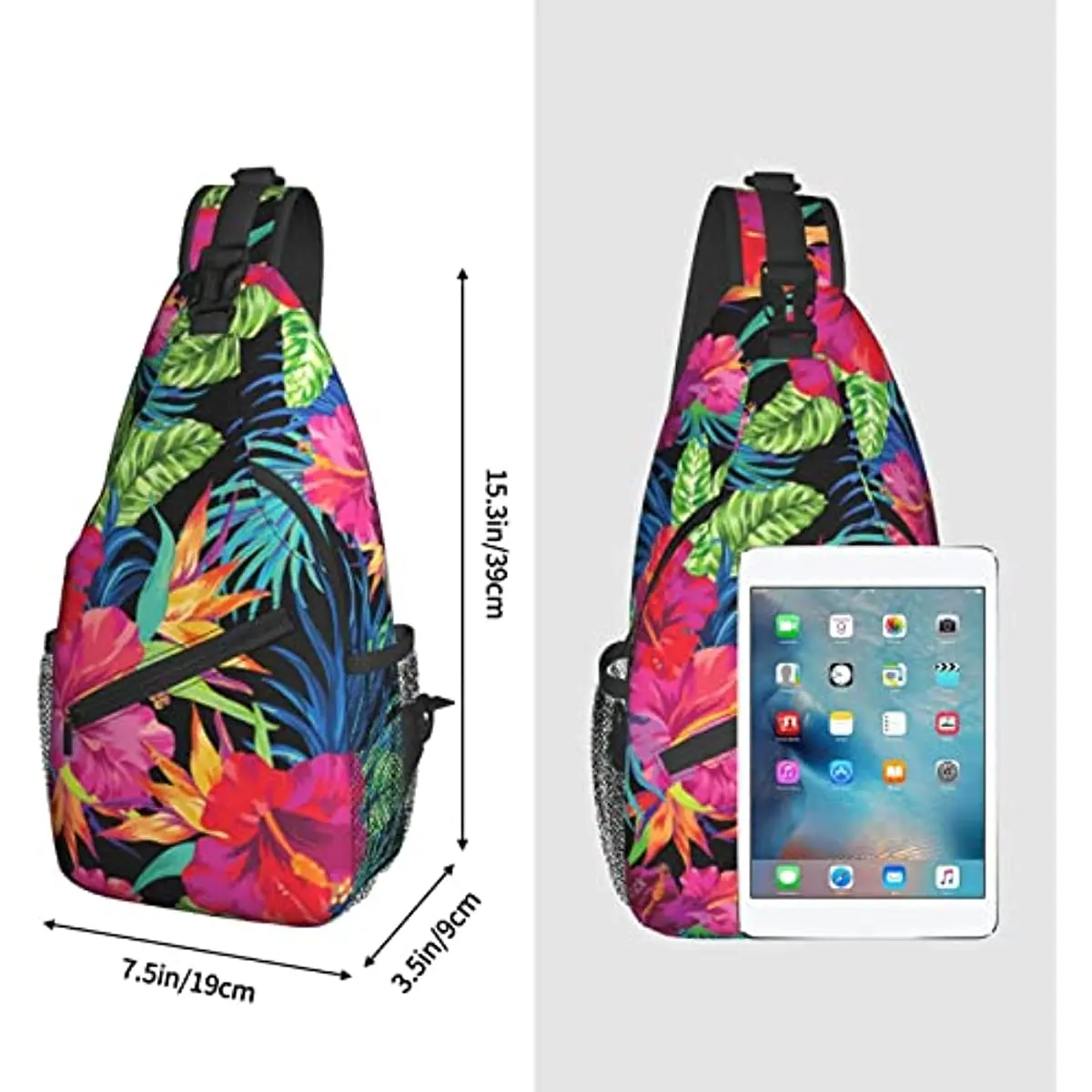 Tropical Flower Sling Bag Crossbody Travel Hiking Chest Backpack Shoulder Daypack for Women Men One Size