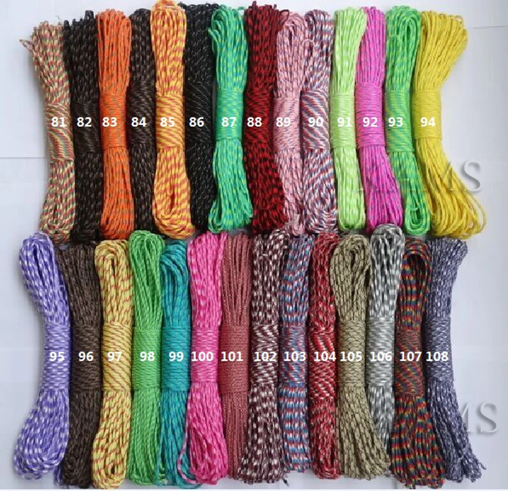 1pcs 550 Paracord Parachute Cord Lanyard Mil Spec Type III 7 Strand Core 100 FT 28 Colors for Climbing Camping Buckle Bracelet