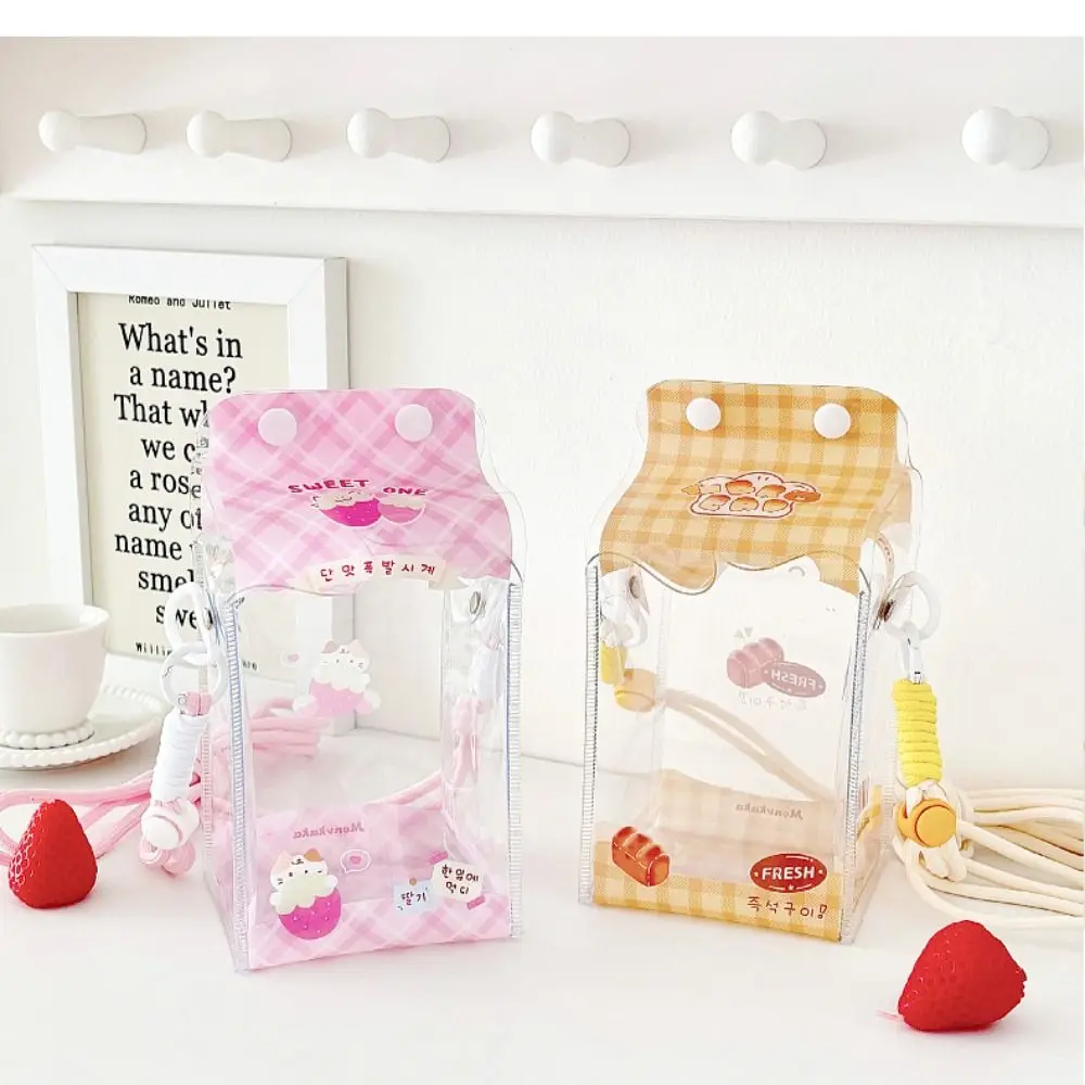 

Милая прозрачная сумка-кроссбоди для молочных продуктов, мультяшный чехол на молнии для хранения аксессуаров