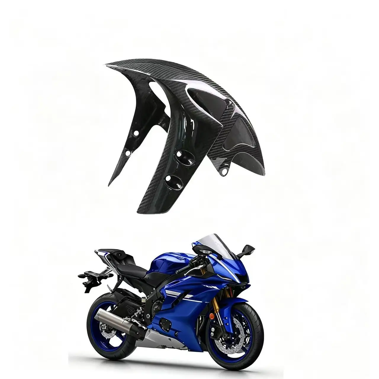 Suitable for Yamaha R6 2017+ motorcycle, complete set of carbon fiber shell fairing accessories, side panels and mudguards