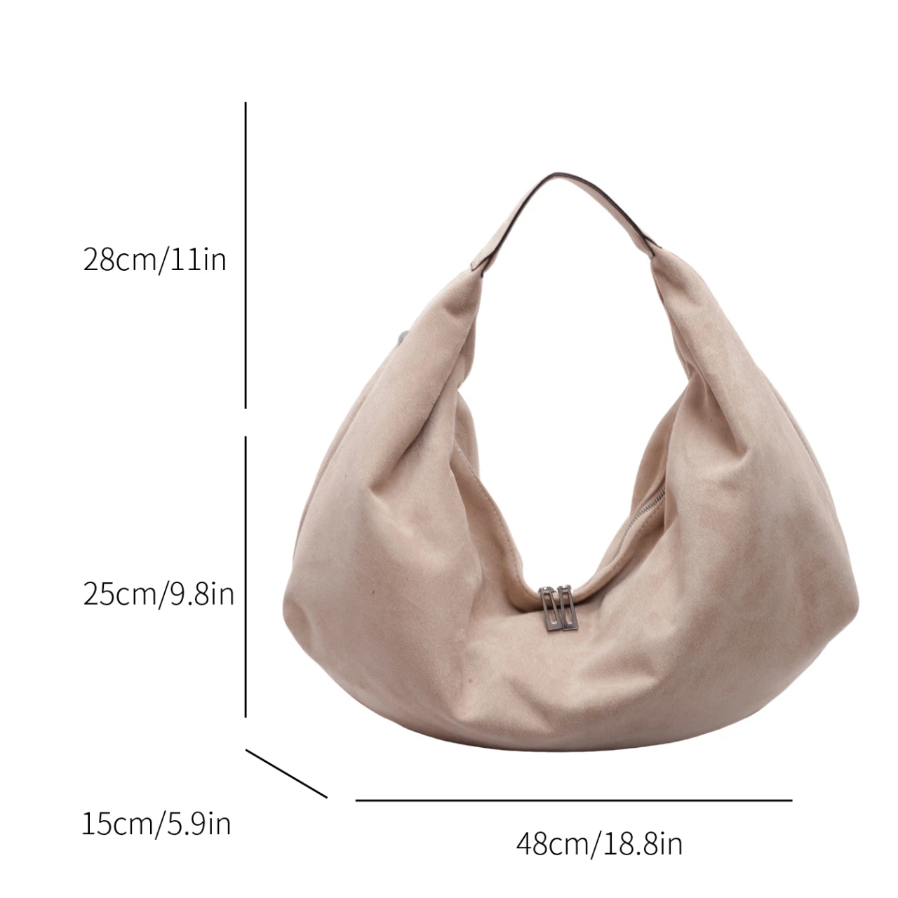 Women Half Moon Bags Large Capacity Hobo Shopper Bag High Quality Soft Faux Suede Bag Fashion Korean Female Underarm Tote Bags