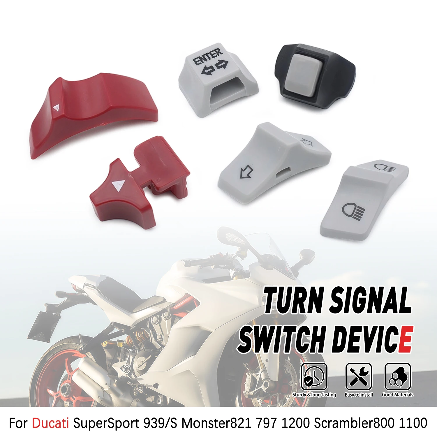 For Ducati Monster 821 797 1200 SuperSport 939S Scrambler 800 1100 Double Flashing High Low Beam Button Ignition Start Button