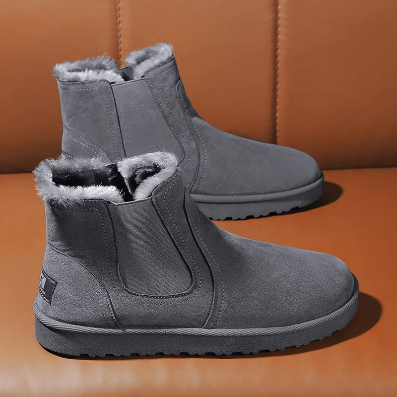 

Winter snow boots, cotton-padded and fleece-lined warm boots, thickened men's shoes, trendy high-top outdoor shoes 5854