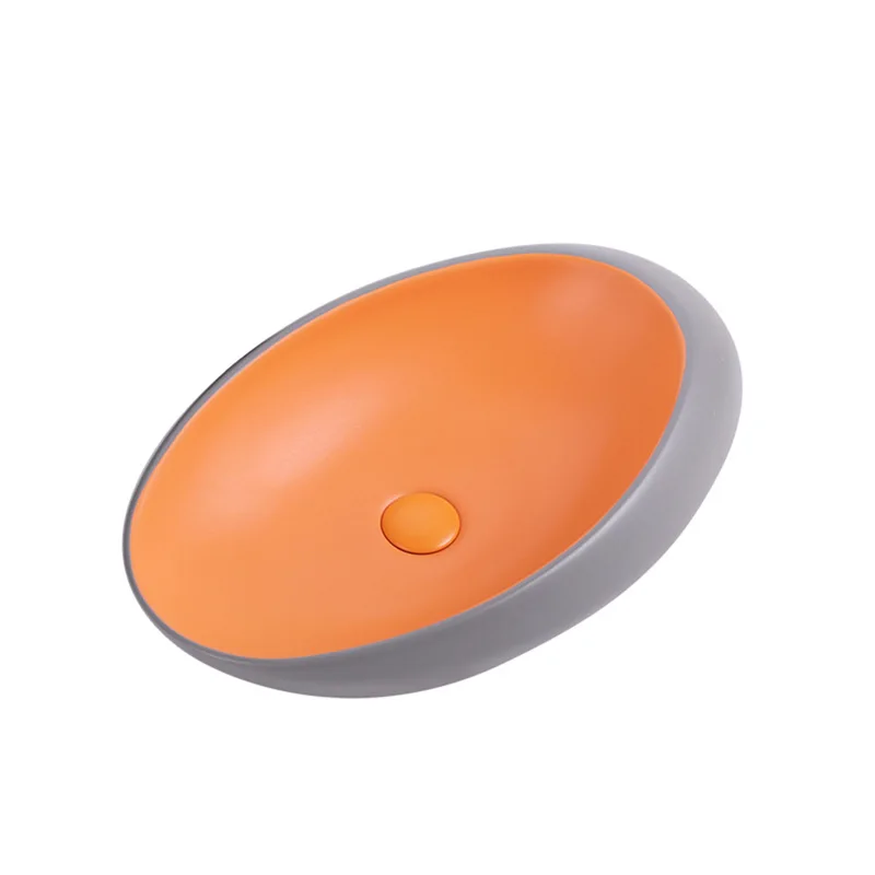 Matte orange gray counter basin ceramic hand wash face wash basin bathroom balcony household