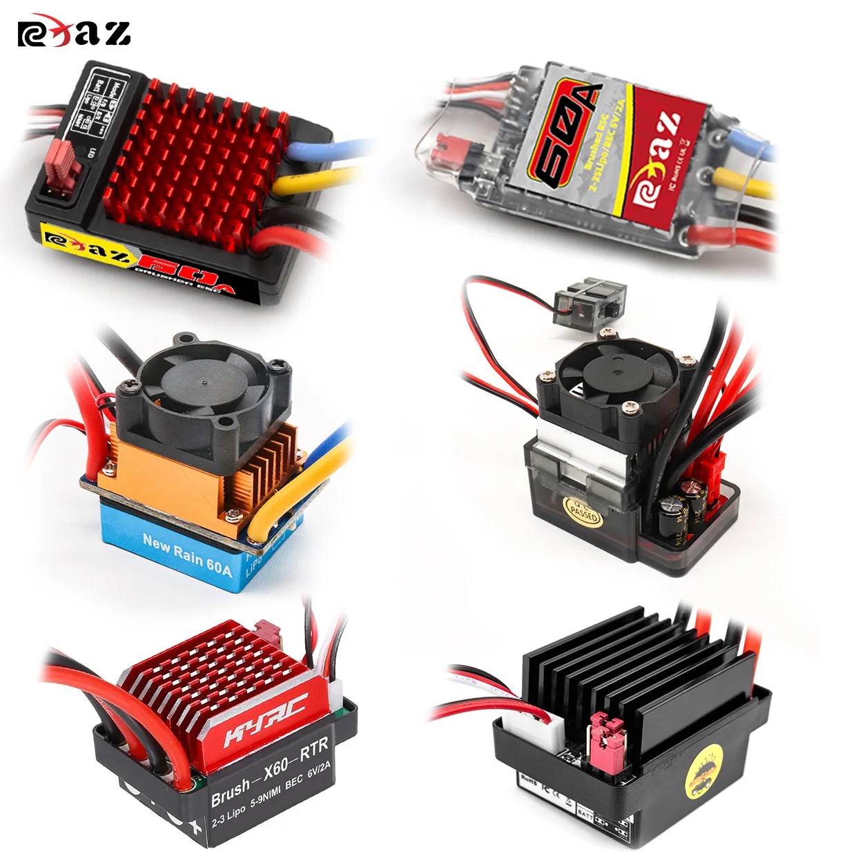 RCXAZ RC ESC 320A 480A 60A ESC Brushed Electronic Speed Controller for 1/10 RC Car Rock Crawler Boat SCX10 TRX4 TRX6 CC01 D90