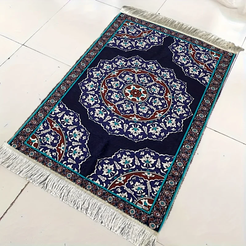 VIKAMA Persian Floral Vintage Prayer Rug Portable Single-Person Prayer Mat Suitable for Indoor and Outdoor Pilgrimage Activities