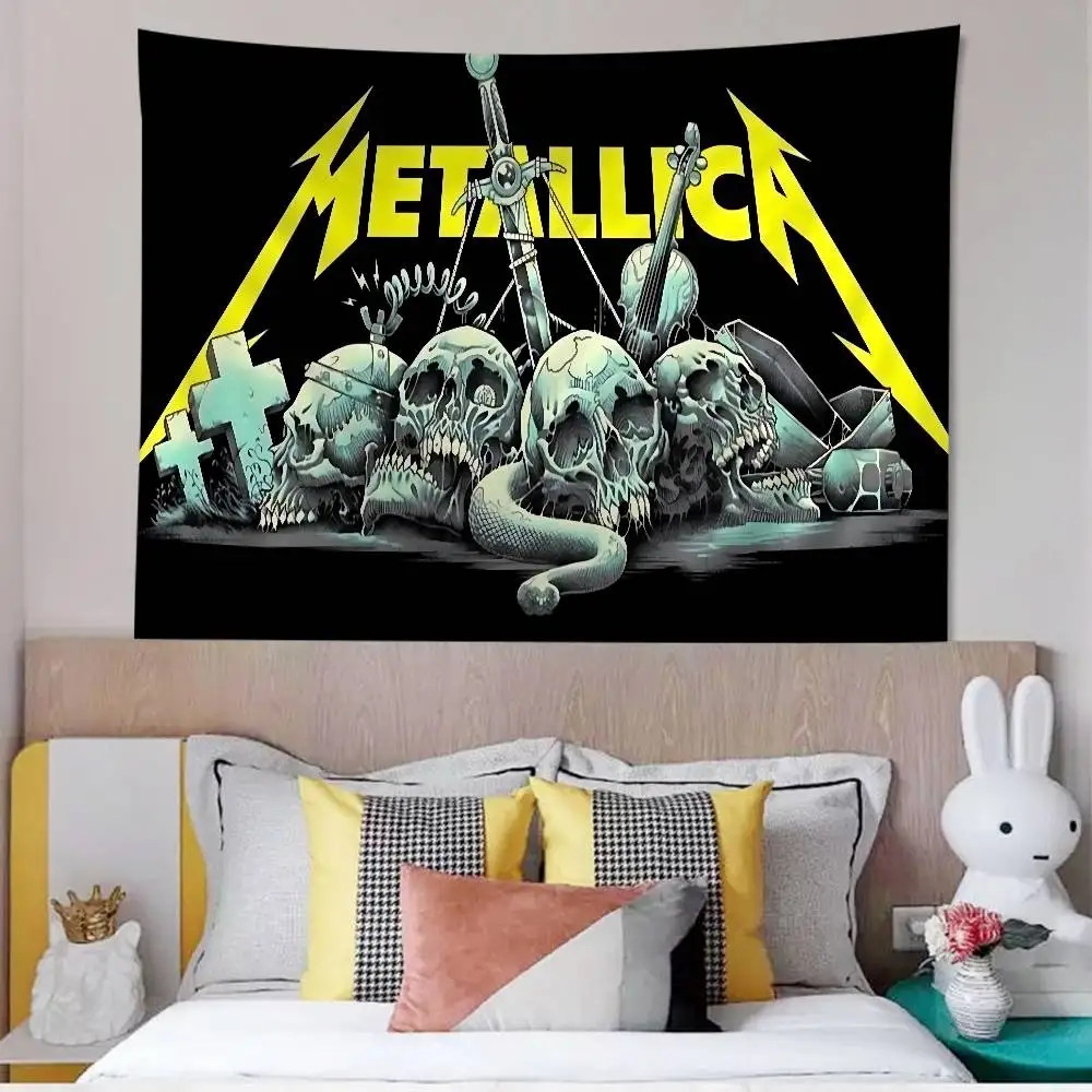 M-Metallica Cartoon DIY Wall Tapestry Hanging Tarot Hippie Wall Rugs Dorm INS Home Decor