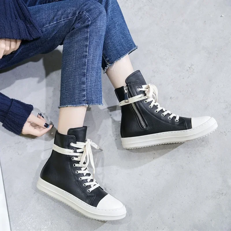 High-top Shoes for Men and Women Couples Thick-soled Canvas Shoes for Fall/winter 2024 New Wild Student Casual Shoes Tide