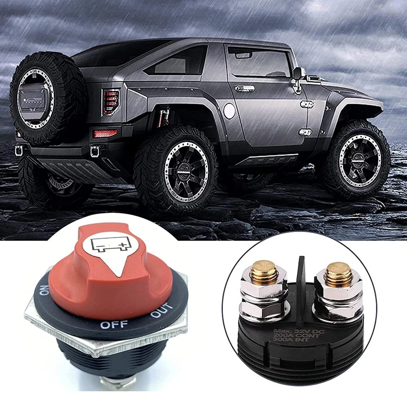 Battery Isolator Switch, 200A Battery Disconnect Master Cutoff Switch, For Marine Boat RV ATV UTV, With Power Cable