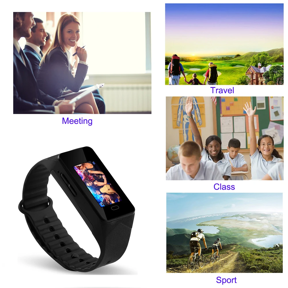 كاميرا عالية الدقة يمكن ارتداؤها، تسجيل فيديو صغير محمول، كاميرا رياضية، سوار ذكي للجسم DV مع شاشة عرض ملونة، تشغيل