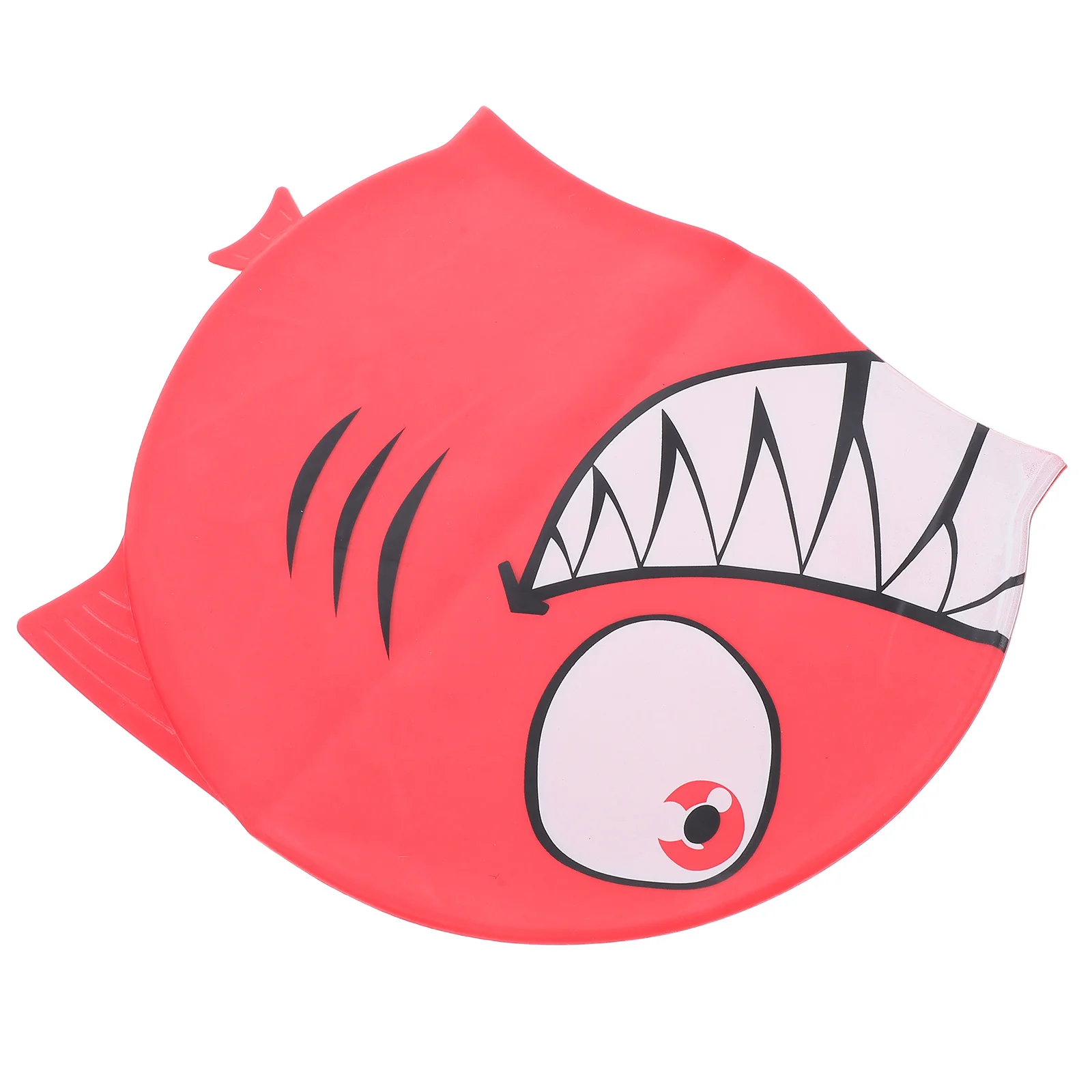 قبعة سباحة للأطفال من السيليكون بنمط سمكة القرش بتصميم كرتوني مقاوم للماء للأطفال، مقاس مريح باللون الأحمر #1