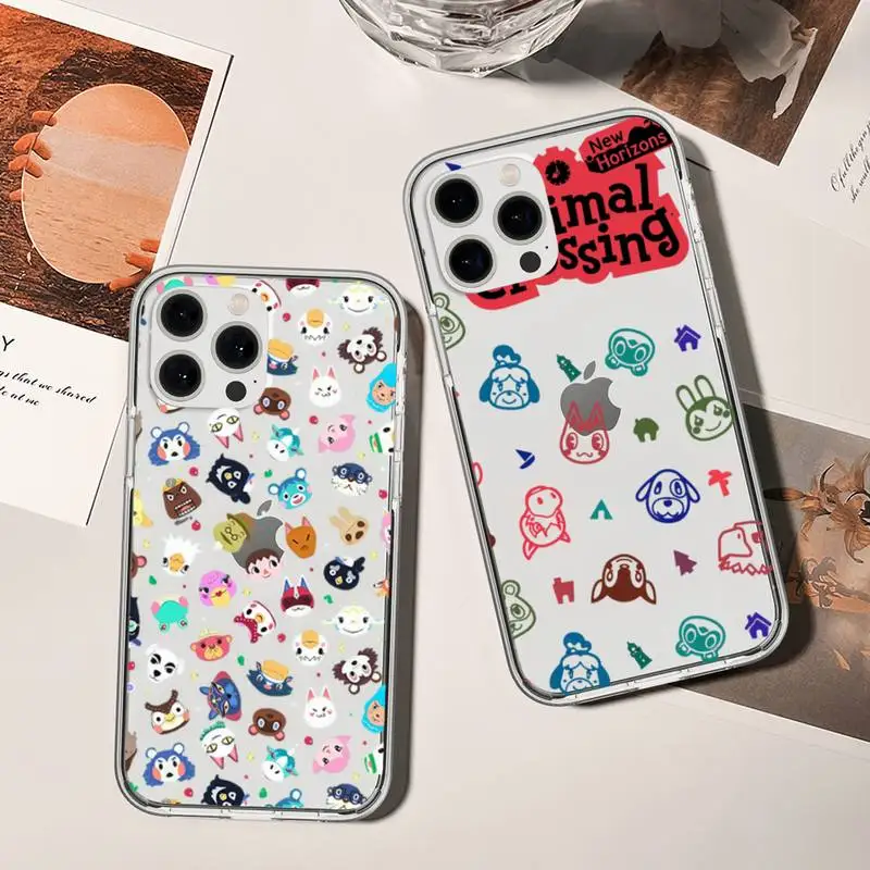 Game A-Animal C-Crossing Phone Case For iPhone 11 12 Mini 13 14 15 Pro XS Max X 8 7 6s Plus 5 SE XR Transparent Shell